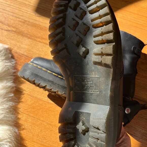 (SOLD) Jetta Zipped Sendal, Black Leather Platform Boots (Size Women's 9) - Picture 2 of 4